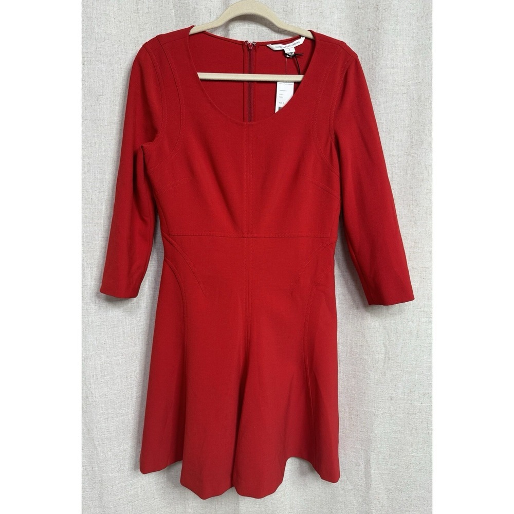 $398.00 NWT Diane Von Furstenberg DVF Women's Paloma Dress Size 8 NEW Poppy Red